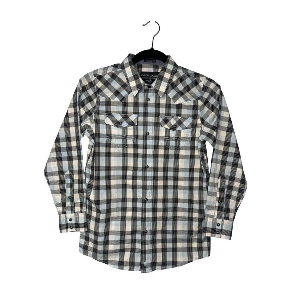 Cody James Boys Plaid Button-Up Long Sleeve Western Cowboy Shirt Size M NWOT
